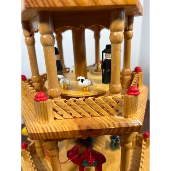 Vintage Handcrafted Wooden German Christmas Candle Tower Carousel Nativity - Picture 5 of 7